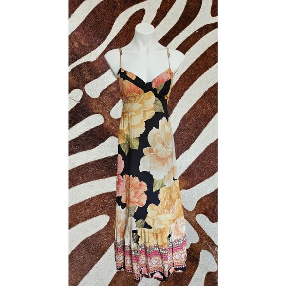 Farm Rio Tropical Floral Print Maxi Open Back Dress Sz P - Picture 2 of 4